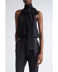 Tom Ford - Silk Georgette Tie Neck Top - Lyst