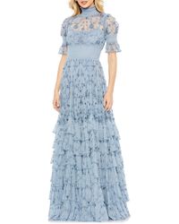 Mac Duggal - Floral Embroidered Tiered Ruffle Gown - Lyst