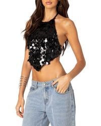 Edikted - Caelia Sequin Halter Crop Top - Lyst