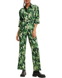Desigual - Ronda Floral Camo Long Sleeve Belted Jumpsuit - Lyst