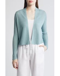 Eileen Fisher - Ribbed Organic Linen & Cotton Cardigan - Lyst