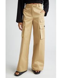 Versace - Cotton Gabardine Wide Leg Cargo Pants - Lyst
