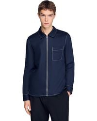 Sandro - Loose-Fit Zip-Up Shirt - Lyst