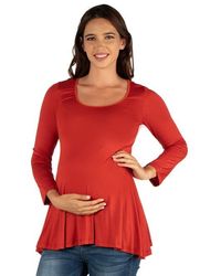 24seven Comfort Apparel - Maternity Long Sleeve Swing Style Flared Tunic Top - Lyst