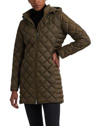 Lauren by Ralph Lauren - Diamond Quilted Recycled Shell Hooded Long Puffer Coat - Lyst