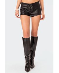 Edikted - Wilde Lace Up Faux Leather Shorts - Lyst