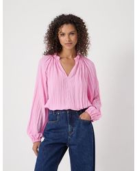 Hush - Ruffled Long Sleeve Blouse - Lyst