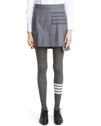 Thom Browne - Drop Back Pleated Wool Blend Miniskirt - Lyst