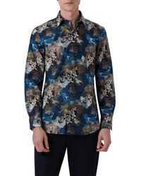 Bugatchi - Julian Shaped Fit Watercolor Floral Print Stretch Cotton Button-up Shirt - Lyst