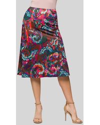24seven Comfort Apparel - Paisley Print Comfortable Elastic Waist Knee Length Skirt - Lyst