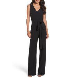 Vince Camuto Tie Front Wide Leg Jumpsuit - Black