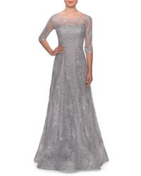 aqua belted sequin gown