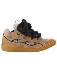 Lanvin - Curb Suede Sneakers With Mesh Laces - Lyst