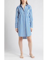 Nordstrom - Stripe Long Sleeve Cotton Shirtdress - Lyst
