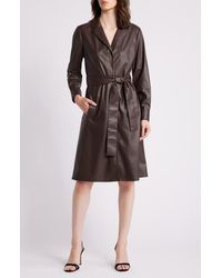 Kobi Halperin - Tie Belt Long Sleeve Faux Leather Dress - Lyst