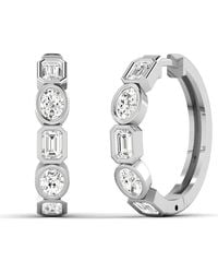 Everlee - Oval And Emerald Bezel Lab Diamond Hoop - Lyst