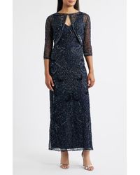 Pisarro Nights - Beaded Sequin Embellished Mesh Column Gown With Jacket - Lyst