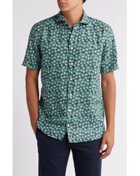 Eton - Slim Fit Kiwi Print Short Sleeve Linen Button-up Shirt - Lyst