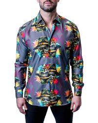 Maceoo - Fibonacci Mob Skull Multi Contemporary Fit Button-up Shirt - Lyst