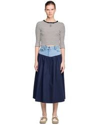 Sandro - Short Striped Tee With Beaded Collar - Lyst