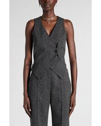 McQueen - Lace-Up Wool Blend Slub Vest - Lyst
