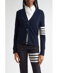 Thom Browne - Holidays Classic 4-Bar Virgin Wool V-Neck Cardigan - Lyst