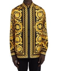 Versace - Printed Long-sleeve Silk Shirt - Lyst