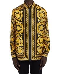 Versace - Printed Long-sleeve Silk Shirt - Lyst
