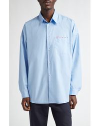 Marni - Peeping Logo Organic Cotton Poplin Button-Up Shirt - Lyst