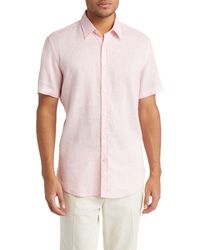 BOSS - Roger Slim Fit Stretch Linen Blend Button-up Shirt - Lyst