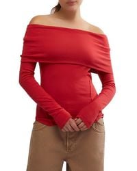 Free People - Iris Off The Shoulder Long Sleeve Cotton Blend Knit Top - Lyst
