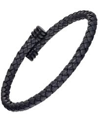 Link Up - Flexible Braided Leather Bracelet With Stainless Steel End Caps - Lyst