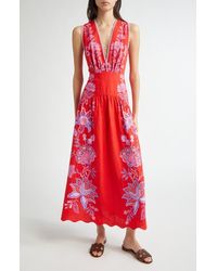 FARM Rio - Porcelain Garden Floral Linen Maxi Dress - Lyst
