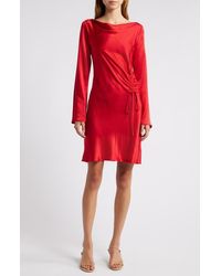 Rails - Alessandra Long Sleeve Ruched Satin Dress - Lyst