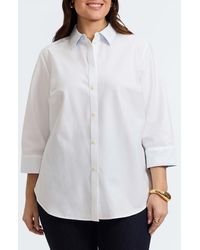 Foxcroft - Margie Three-Quarter Sleeve Cotton Button-Up Shirt - Lyst