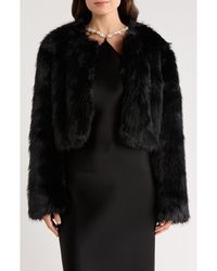 STAUD - Casimira Crop Faux Fur Jacket - Lyst