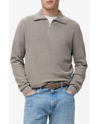 Mango - Half Zip Piqué Sweater - Lyst