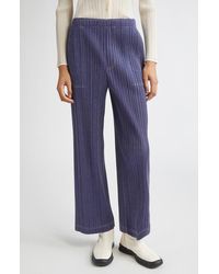 Pleats Please Issey Miyake - Trompe L'Oeil Pleated Straight Leg Pants - Lyst