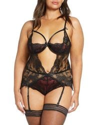 Oh La La Cheri - Cutout Lace Underwire Teddy With Suspender Straps - Lyst
