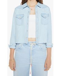 Mother - The Super Exes Frayed Step Hem Crop Snap-Up Denim Shirt - Lyst