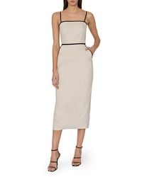 MILLY - Amara Contrast Sleeveless Linen Blend Dress - Lyst