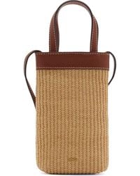 Mango - Woven Raffia Crossbody Phone Bag - Lyst