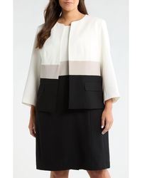 Kasper - Colorblock Open Front Cardigan Jacket - Lyst