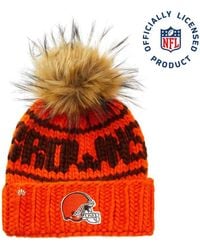 Lele Sadoughi - Browns Nfl Beanie With Faux Fur Pom Pom - Lyst