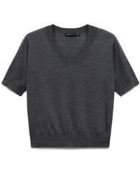 Mango - Selection V-Neck Short Sleeve Wool Sweater - Lyst