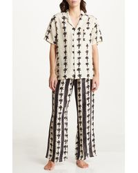 Desmond & Dempsey - Palm Stripe Linen Pajamas - Lyst