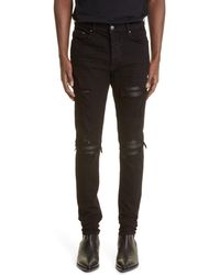 Amiri - Mx1 Leather Patch Ripped Skinny Jeans - Lyst