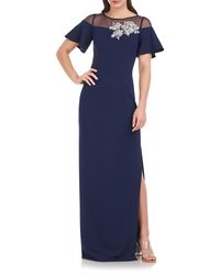 JS Collections - Fleur Beaded Column Gown - Lyst