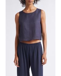 Leset - Daniel Linen Blend Sleeveless Crop Top - Lyst