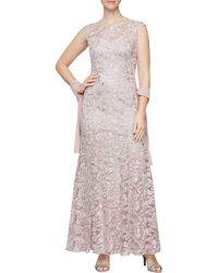 Alex Evenings - Floral Embroidered Evening Gown With Wrap - Lyst